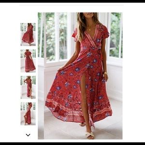 Red wrap maxi dress - NEW & NEVER BEEN WORN